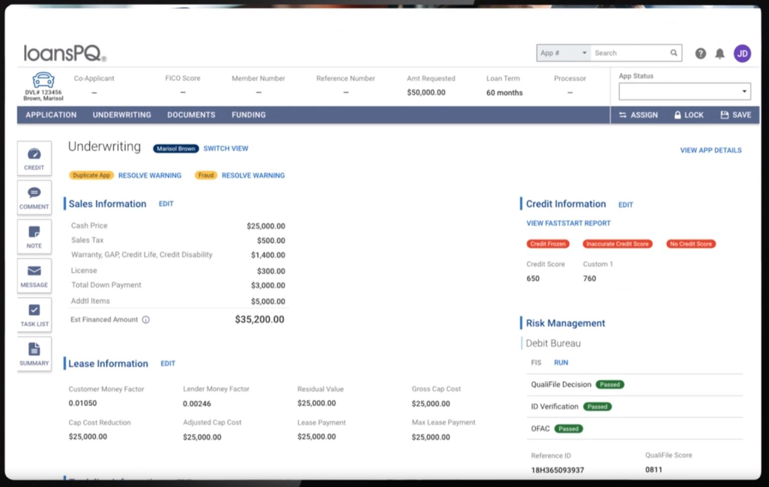 screenshot of MeridianLink Consumer